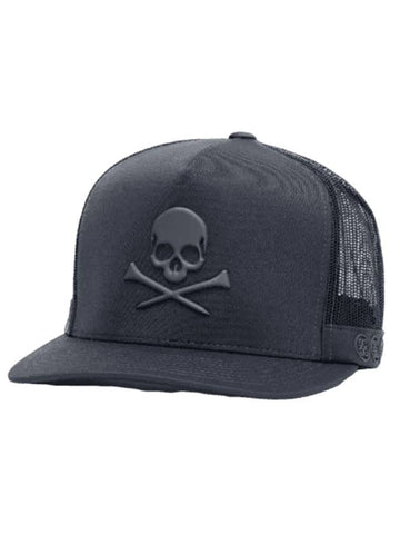 Monochrome Skull Teeth Interlock Knit Tall Trucker Ball Cap Charcoal - G/FORE - BALAAN 1