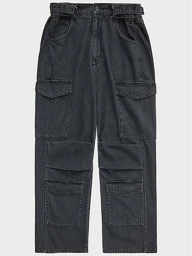 Utility Cargo Denim Wide Pants Grey - NOIRER - BALAAN 3