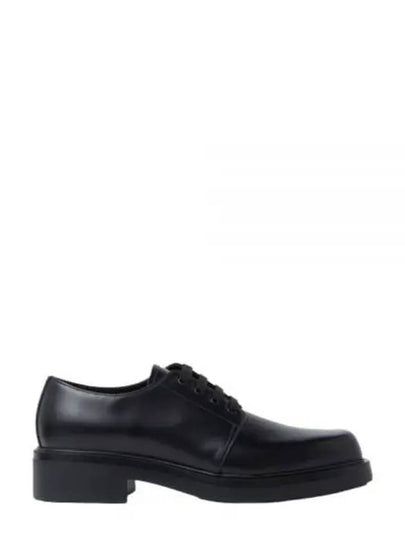 Lace-Up Square Toe Leather Derby Shoes Black - PRADA - BALAAN 2