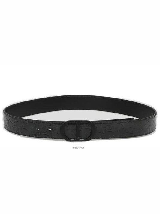 Men's Logo Leather Belt Black - DIOR - BALAAN 2