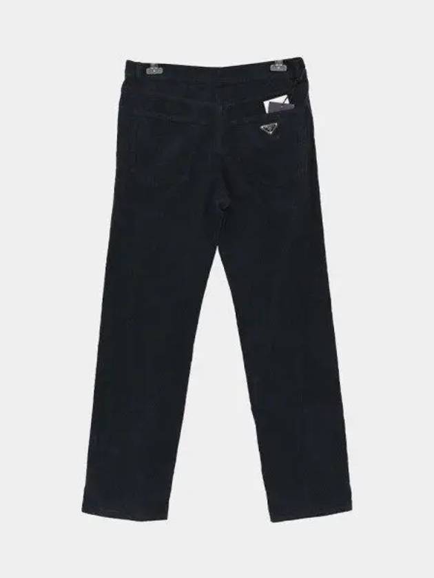 5 Pocket Corduroy Straight Pants Navy - PRADA - BALAAN 2