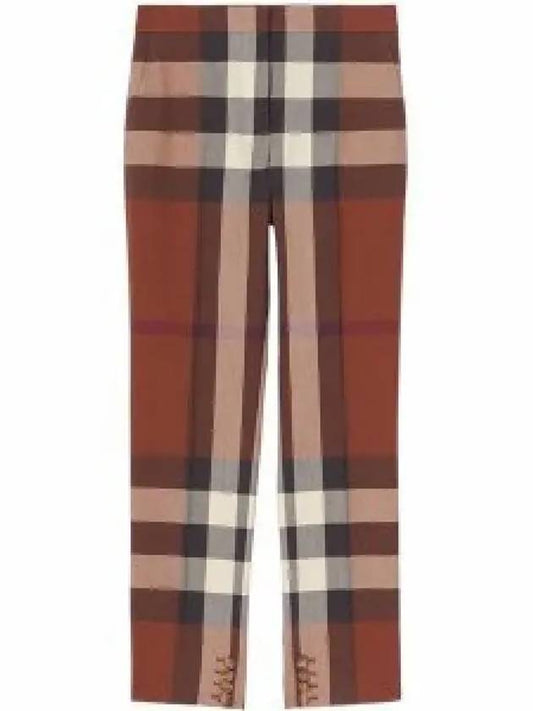 Women's Check Wool Tailored Pants Brown - BURBERRY - BALAAN 2