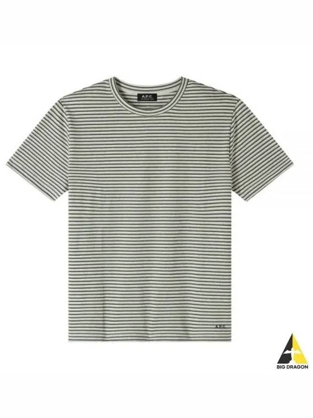 Stripe Minimal Logo Print Short Sleeve T-Shirt Heather Ecru - A.P.C. - BALAAN 2