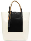 Tribeca Two-tone Shopper Tote Bag Black White - MARNI - BALAAN.