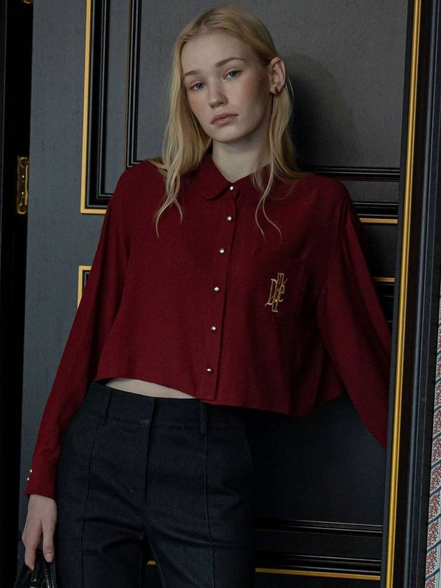 Dressy Crop French Blouse Wine - DEFEMME - BALAAN 3