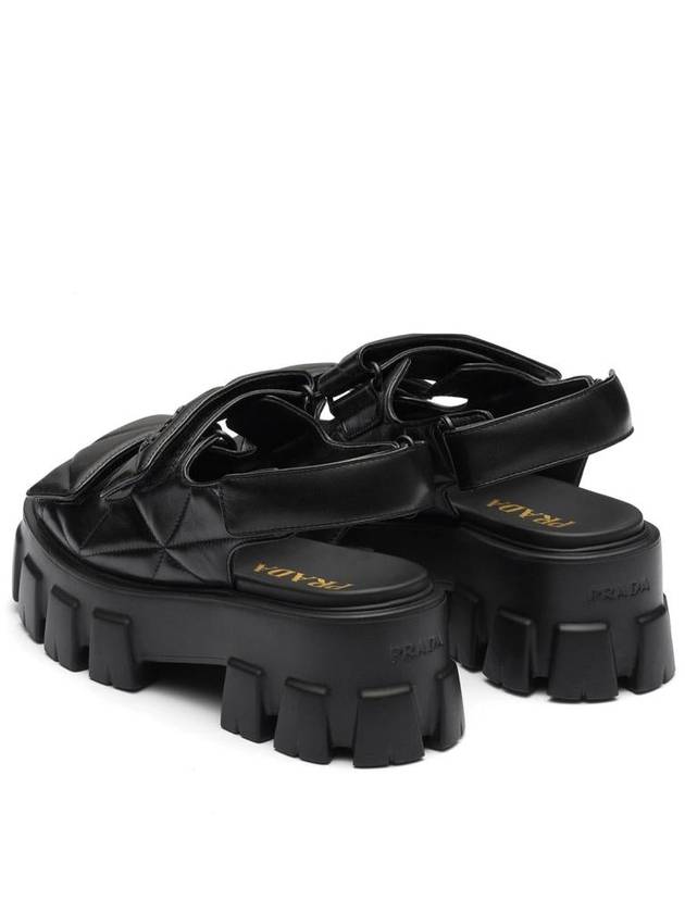 Logo Monolith Sandals Black - PRADA - BALAAN 4