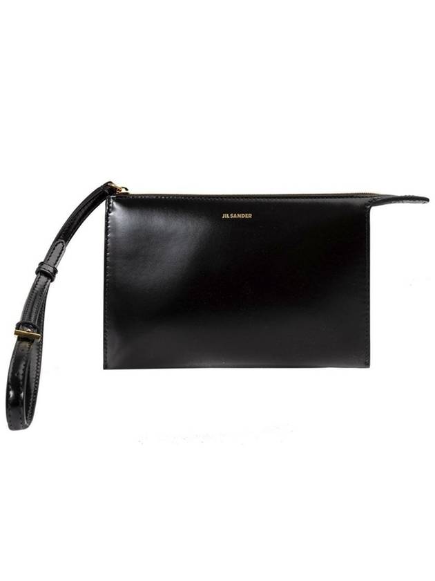 12th Anniversary Strap Leather Clutch Bag Black - JIL SANDER - BALAAN 1