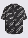 Verdy Boxy Monogram Print Button Short Sleeve Shirt Black - KENZO - BALAAN 4