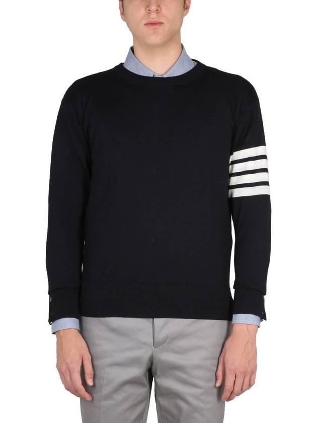 4 Bar Armband Classic Merino Wool Knit Top Navy - THOM BROWNE - BALAAN 3