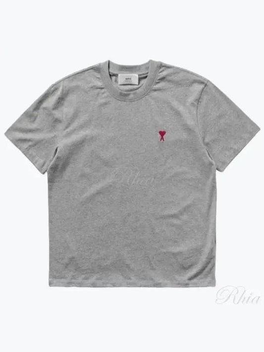 Small Heart Logo Boxy Fit Short Sleeve T-Shirt Grey - AMI - BALAAN 2