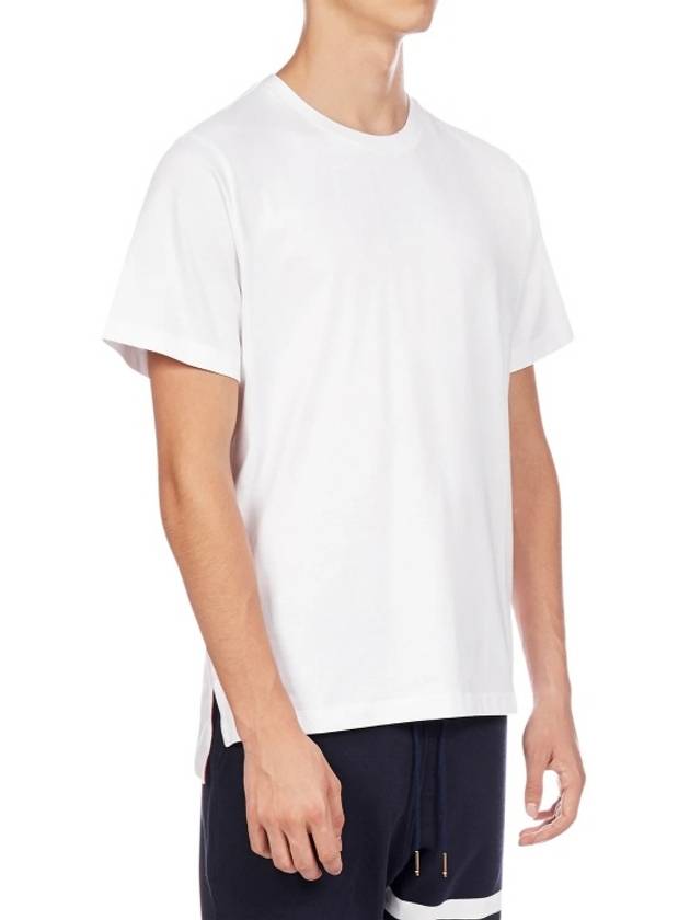 Men's Side Slit Relaxed Short Sleeve T-Shirt White - THOM BROWNE - BALAAN 4