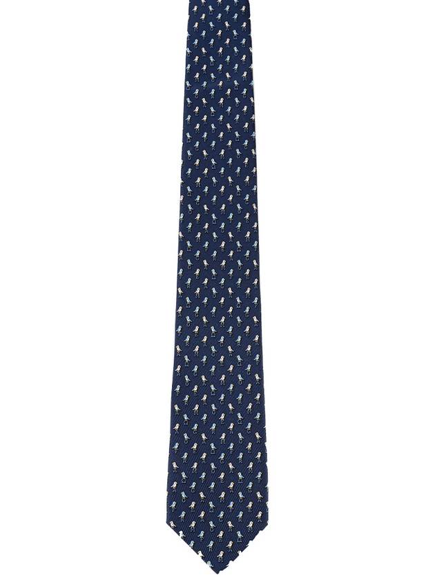 Bird Print Silk Tie Navy - SALVATORE FERRAGAMO - BALAAN 2