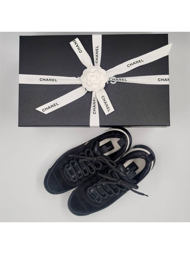 Mixed fiber black gold CC logo leather suede sneakers G45332 EU 40 - CHANEL - BALAAN 3