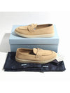 Triangle Logo Suede Leather Loafers Ecru - PRADA - BALAAN 7