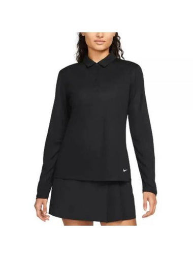 Women's Golf Dri Fit Victory Long Sleeve Polo Shirt Black - NIKE - BALAAN 1