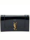 Women's Gold Logo Long Wallet Black - SAINT LAURENT - BALAAN 2