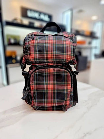 Tesuto Nylon Red Check Backpack v135 - PRADA - BALAAN 1