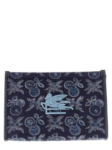 Embroidered Logo Pouch Bag Blue - ETRO - BALAAN 1