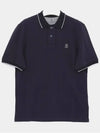 Embroidered Logo Short Sleeve Polo Shirt Navy - BRUNELLO CUCINELLI - BALAAN 4