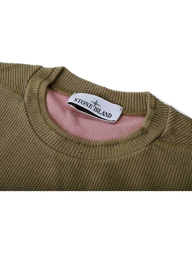 Men's Wappen Patch Crewneck Knit Sweatshirt Dark Beige - STONE ISLAND - BALAAN 4