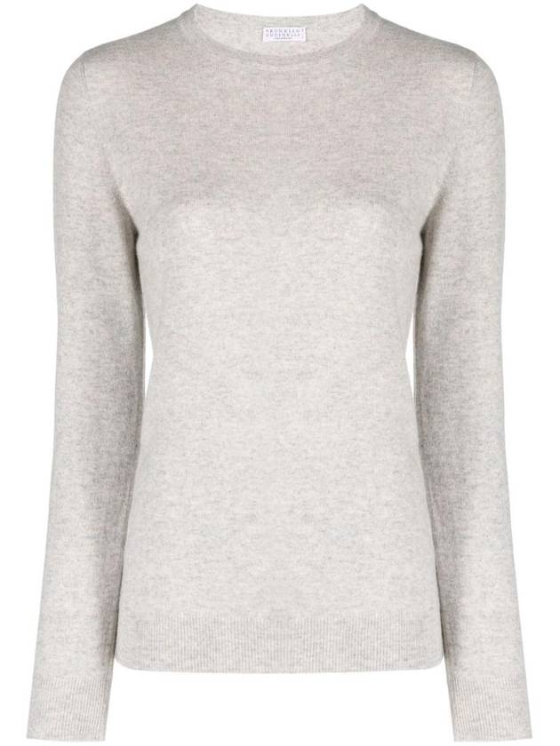 Cashmere slim fit knit top greige - BRUNELLO CUCINELLI - BALAAN 1