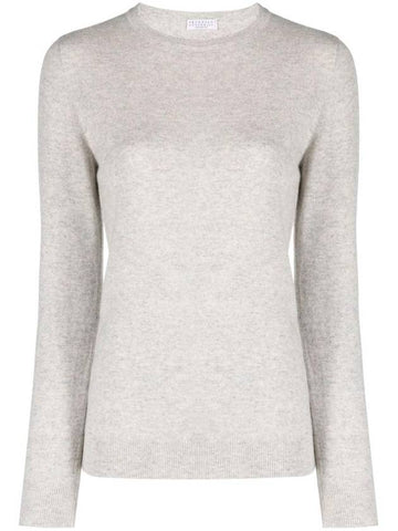 Cashmere slim fit knit top greige - BRUNELLO CUCINELLI - BALAAN 1