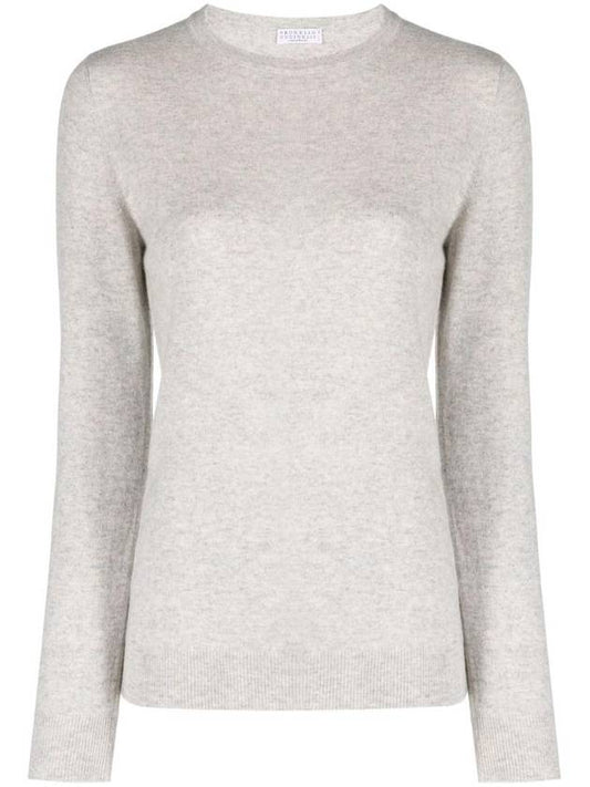 Cashmere slim fit knit top greige - BRUNELLO CUCINELLI - BALAAN 1