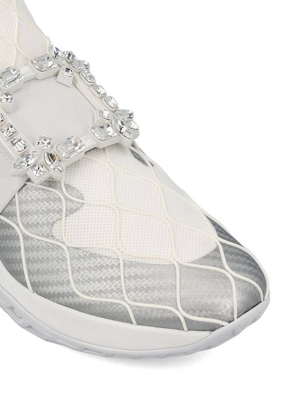 Technical Strass Buckle Low Top Sneakers White - ROGER VIVIER - BALAAN 5