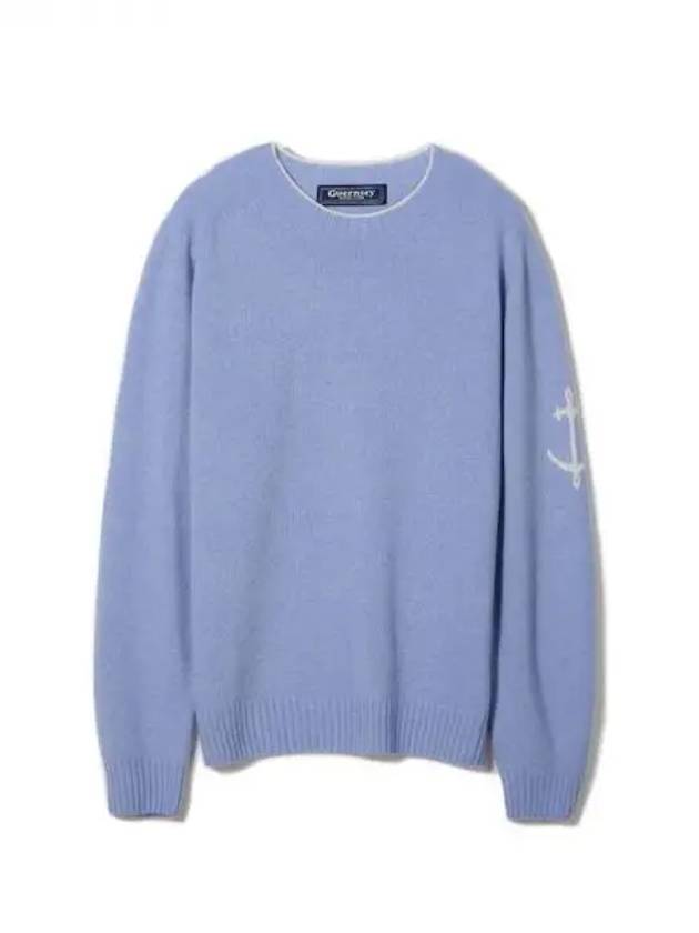 Whole garment merino wool sweater blue domestic product GPCX23101258174 - GUERNSEY WOOLLENS - BALAAN 1