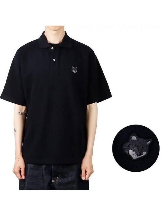 Bold Fox Head Patch Oversized Polo Shirt Black - MAISON KITSUNE - BALAAN 2