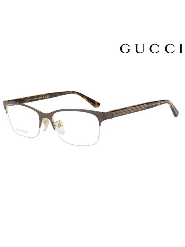 Eyewear Logo Patch Half Rimless Glasses Black Havana - GUCCI - BALAAN.