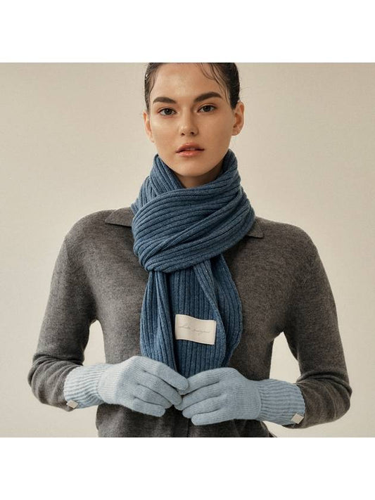 Wool 100 Gloves Denim Blue - WHITE PROJECT - BALAAN 2