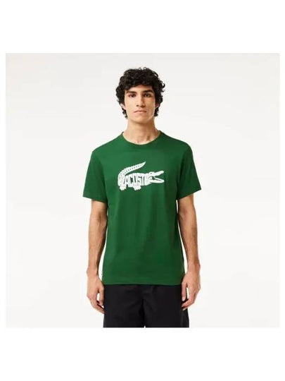 Men s Lettering Big Croc Short Sleeve T Shirt Green - LACOSTE - BALAAN 1