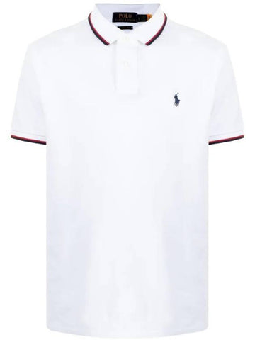 Embroidered Pony Logo Slim Fit Polo Shirt White - POLO RALPH LAUREN - BALAAN 1