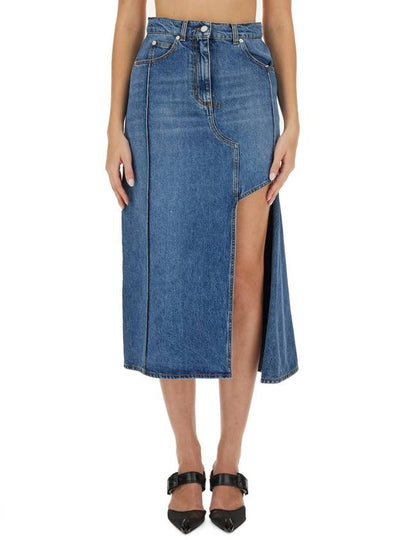 Denim Unbalanced Skirt Blue - ALEXANDER MCQUEEN - BALAAN 2