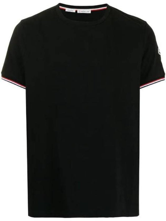 Arm Logo Crew Neck Cotton Short Sleeve T-Shirt Black - MONCLER - BALAAN 1