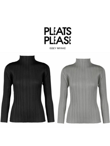 Pleated Please Issey Miyake Basic Turtleneck High Neck Long Sleeve Top PP05JK104 - ISSEY MIYAKE - BALAAN 1