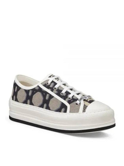 Walk'N'Dior Platform Macrocannage Motif Embroidery Cotton Low Top Sneakers Deep Blue - DIOR - BALAAN 2