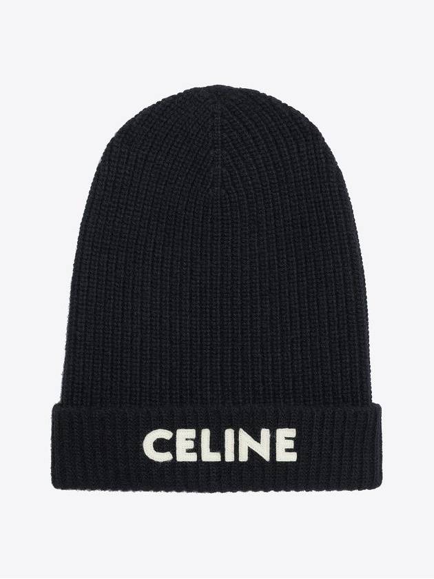 Embroider Logo Knit Beanie Black - CELINE - BALAAN 2