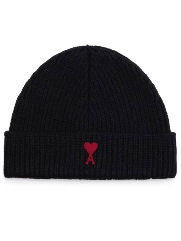 Heart Logo Wool Beanie Black - AMI - BALAAN 2