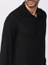 Wool Silk Long Sleeve Polo Shirt Black - TOM FORD - BALAAN 5