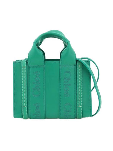 Woody Logo Calf Leather Mini Tote Bag Green - CHLOE - BALAAN 1