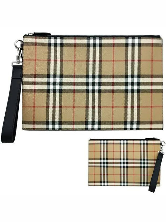 Vintage Check Clutch Bag Beige - BURBERRY - BALAAN.