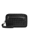 Intrecciato Zipper Leather Pouch Bag Black - BOTTEGA VENETA - BALAAN 1