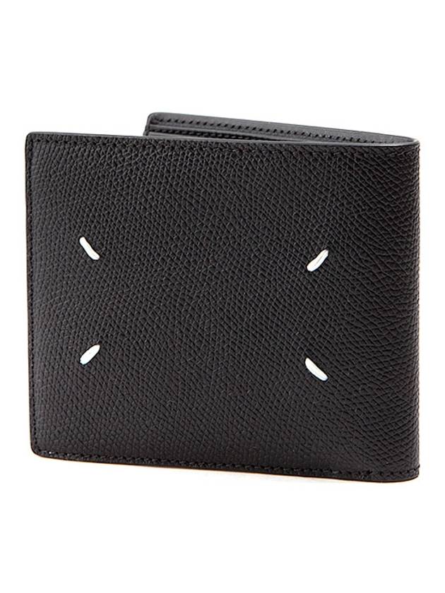 Stitched Bifold Leather Half Wallet Black - MAISON MARGIELA - BALAAN 2