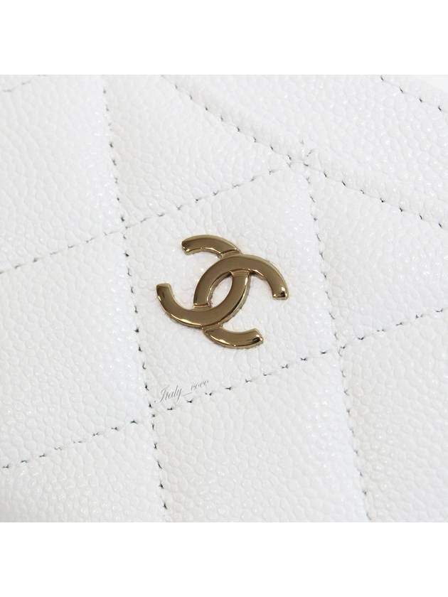 Women's Classic Gold Hardware Caviar Card Wallet White - CHANEL - BALAAN 9