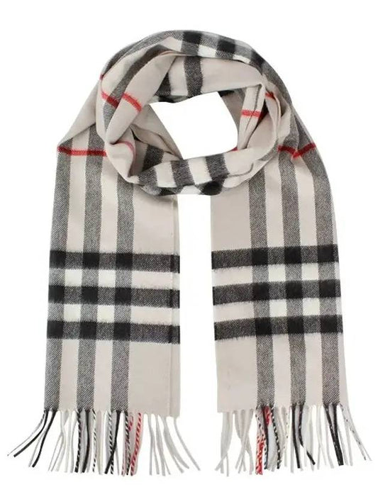 Classic Check Cashmere Scarf Ivory - BURBERRY - BALAAN.