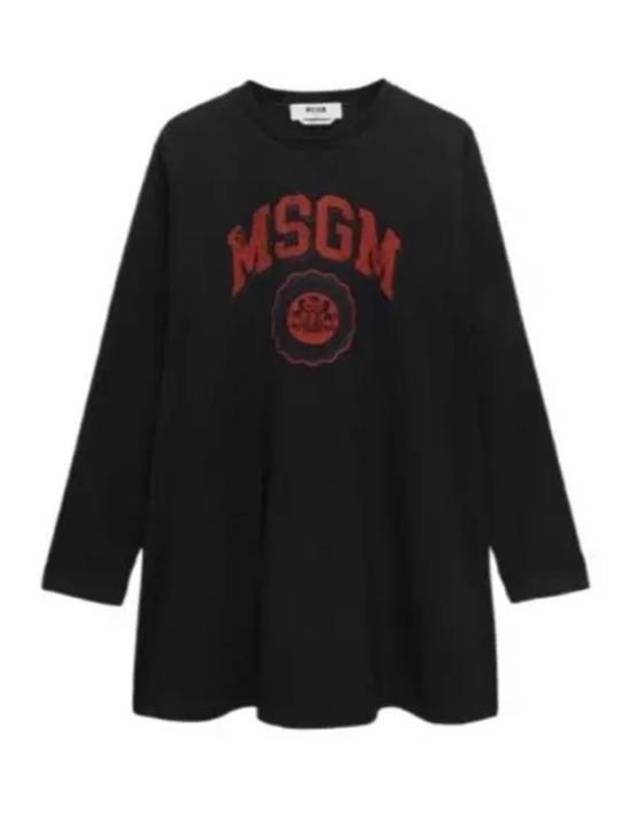 Logo Print Long Sleeve T-Shirt Black - MSGM - BALAAN 2