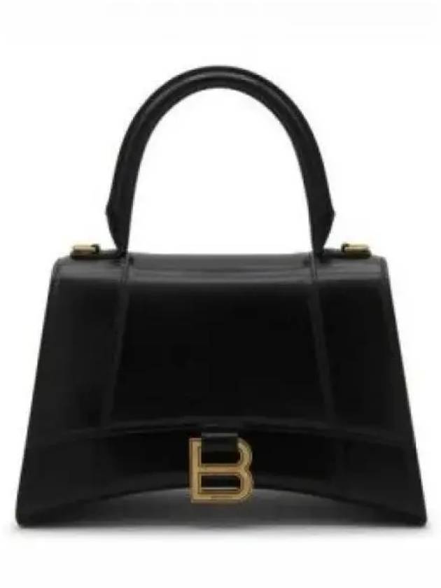 Hourglass Small Tote Bag in Shiny Box Calfskin Black - BALENCIAGA - BALAAN 2