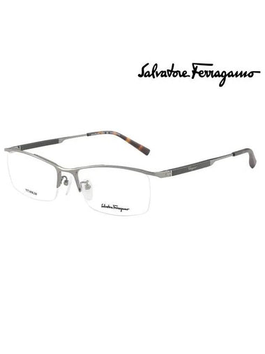 Eyewear Logo Rectangular Titanium Eyeglasses Demi Brown - SALVATORE FERRAGAMO - BALAAN 1